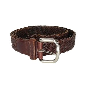 Banana Republic Men's Small Adjustable Length Brown Leather Woven Belt